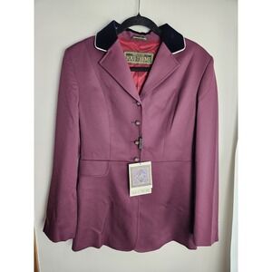 NWT Equi-Theme Equestrian Riding Jacket Burgundy Blue Womens‎ 42/Large Wool